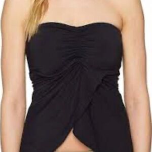 Vince Camuto black Bandini strapless draped swim top size small NWT